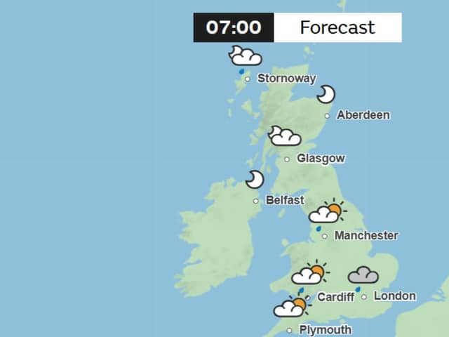 Met Office UK weather map 07:00 February 24.