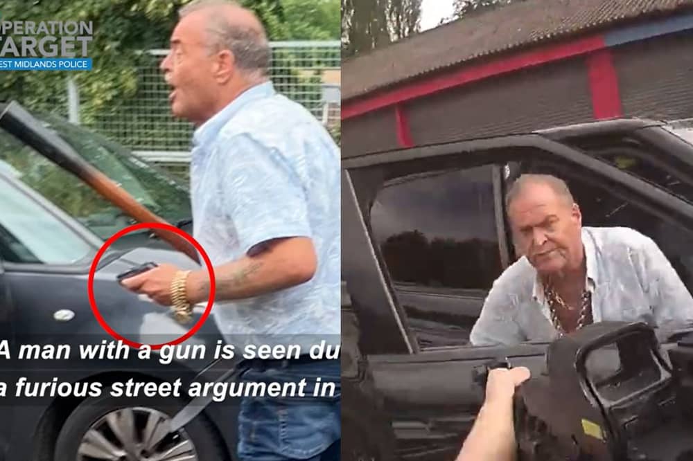 Great grandad brandishes pistol during heated family argument.
