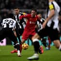 Alexis Mac Allister of Liverpool during the Premier League match between Newcastle United FC and Liverpool FC at St James' Park on December 04, 2024 in Newcastle upon Tyne, England. (Photo by Andrew Powell/Liverpool FC via Getty Images)
