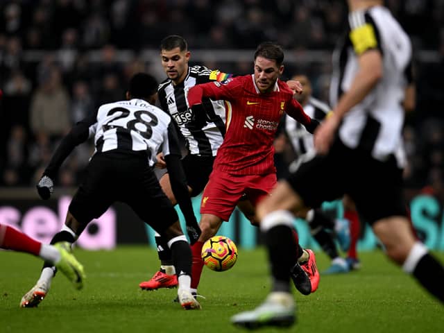 Alexis Mac Allister of Liverpool during the Premier League match between Newcastle United FC and Liverpool FC at St James' Park on December 04, 2024 in Newcastle upon Tyne, England. (Photo by Andrew Powell/Liverpool FC via Getty Images)