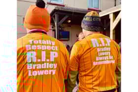 Johnny Hayton (left) and Chris Stone wearing their Hull City shirts paying tribute to Bradley Lowery.