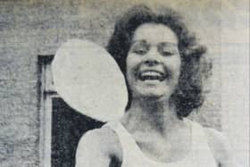 Sheila Mitchell has a go at pancake tossing in readiness for her bid to win a national beauty competition on Shrove Tuesday in 1975.