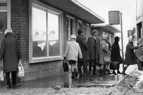 Passengers at Jarrow bus station were boarding a vehicle on a snowy day in January 1970.