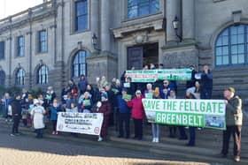 Save the Fellgate Green Belt campaigners at South Shields Town Hall ahead of meeting on local plan (February 27, 2025) 