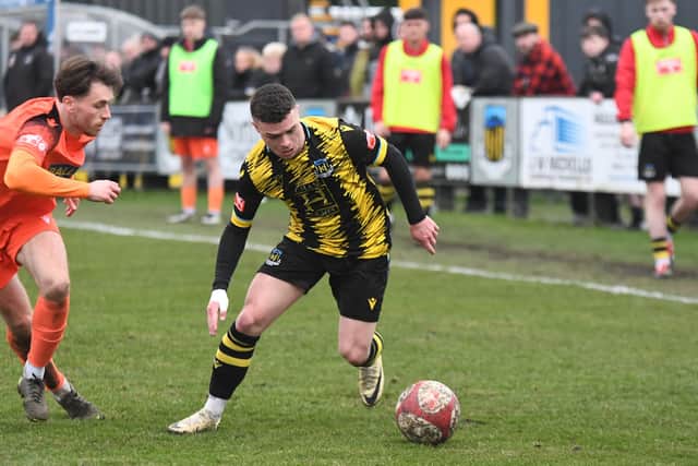 Action from Hebburn Town's home defeat against Leek Town (photo Tyler Lopes)