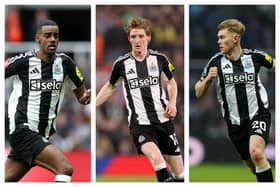Alexander Isak, Anthony Gordon and Lewis Hall. 