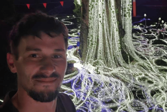South Shields artist Stevie Thompson with his Mycelium Network in Australia.