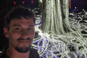 South Shields artist Stevie Thompson with his Mycelium Network in Australia.