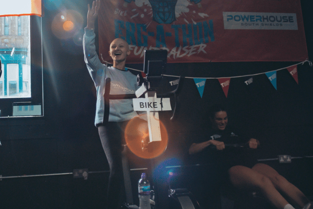 Despite going through gruelling cancer treatment, Amy was on hand to take part and finish the 24-hour continuous bike, row, and ski.