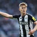 Newcastle United left-back Lewis Hall was not at Wembley Stadium on Sunday. 