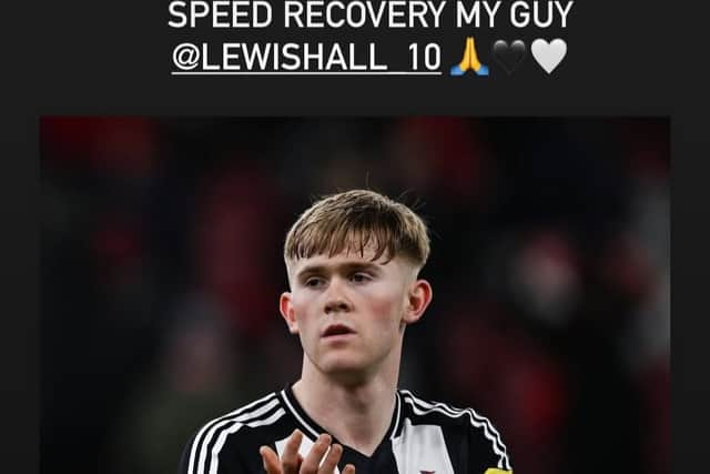 Bruno Guimaraes pays tribute to Newcastle United teammate Lewis Hall, who is out for the rest of the season.