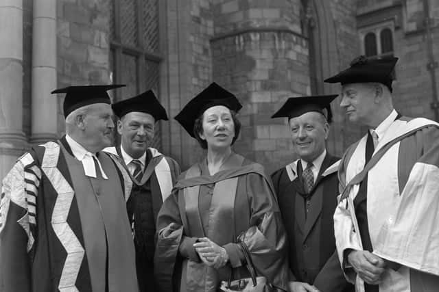 Dame Flora, pictured centre, who was in town for the Ideal Homes Exhibition.