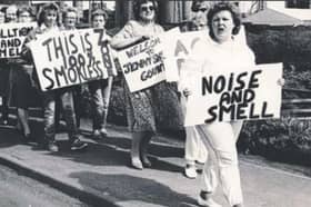 Some of the protestors who marched in protest against the cokeworks.