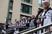Newcastle United fans arrive on Wembley Way before  the Carabao Cup Final. (Photo by Julian Finney/Getty Images)