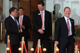 Niall Quinn and Steve Cram leaving the Stadium of Light with FIFA inspectors.
It's a photo from the Sunderland Echo archives taken in August 2010.