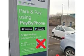 The fake QR code found on one of the parking ticket machines.