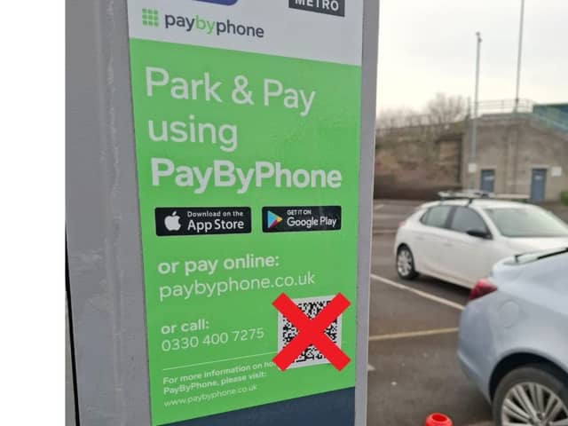 The fake QR code found on one of the parking ticket machines.