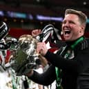 Eddie Howe with the Carabao Cup. 