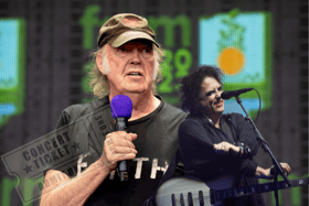 Neil Young has revealed there will be no platinum ticket sales for his upcoming tour, drawing inspiration from The Cure's Robert Smith (right)