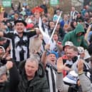 Geordie delight as Newcastle United supporters celebrate Dan Burn's Carabao Cup final header.