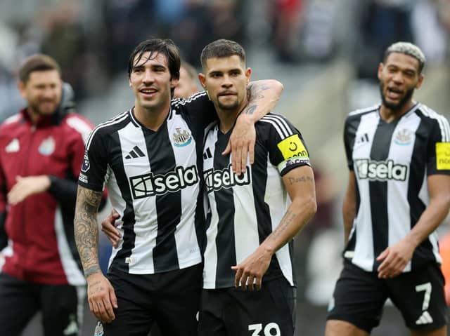 Sandro Tonali, Bruno Guimaraes and Joelinton