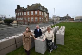 North East Mayor Kim McGuinness, Tyne Coast College chair of governors Dr Malcolm Grady, and South Tyneside Council leader Tracey Dixon on the proposed new South Tyneside College campus
