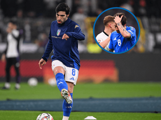 Sandro Tonali in action for Italy v Germany