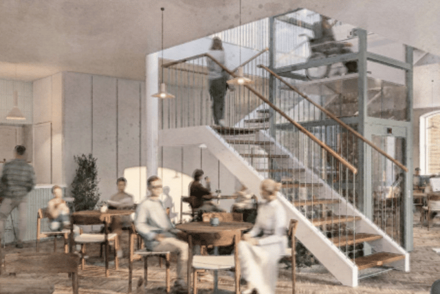 An artist's impression of a potential new ground floor cafe and bar at The Customs House.