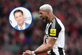Joelinton has unknowingly become a WWE star as a fan unfurled a brilliant banner of the Brazilian during a show in Scotland