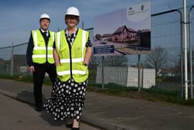 Cllr Jim Foreman, Lead Member for Housing and Community Safety and Cllr Tracey Dixon, Leader of South Tyneside Council at the Lizard Lane development.