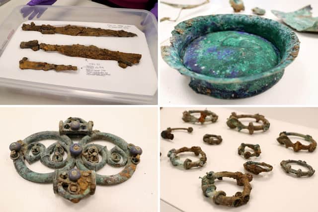 Some of the artefacts uncovered as part of the hoard.