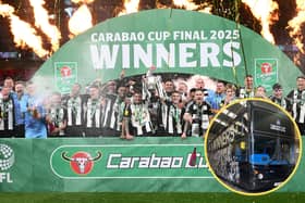 Newcastle United Carabao Cup celebration details and open top bus.