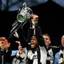 Newcastle United winger Jacob Murphy with the Carabao Cup. 