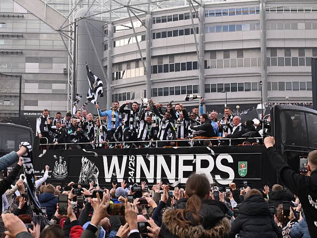 Newcastle United Carabao Cup winners celebrations. 