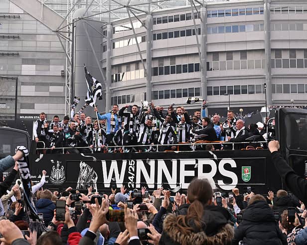 Newcastle United Carabao Cup winners celebrations. 