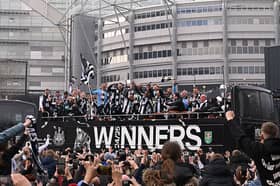 Newcastle United Carabao Cup winners celebrations. 