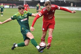 Action from Hebburn Town's defeat at Ashton United (photo Tyler Lopes)