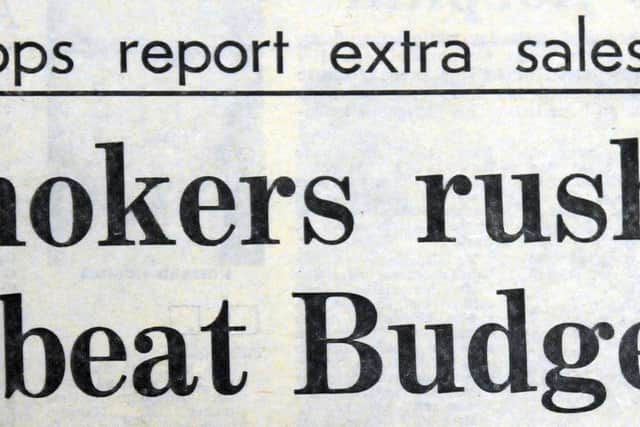 The Shields Gazette headline after the rush to the shops for cigarettes in 1976.