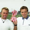 Chris Walton (left) and Michael Gray promoting the CD which was selling well in Sunderland in 1999.