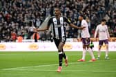 Alexander Isak celebrates his goal against Brentford. 