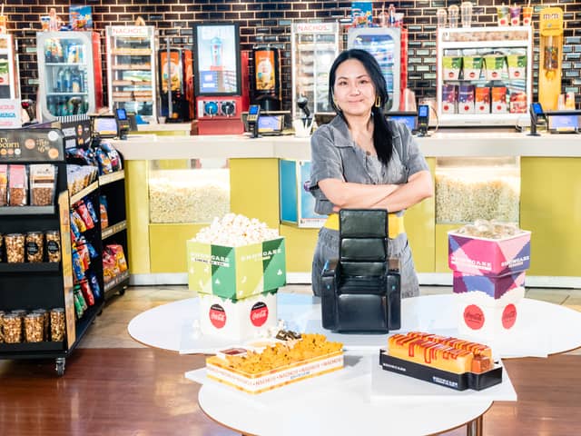 Cake artist Michelle Wibowo with her creations 