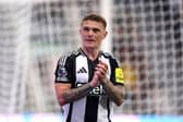 Kieran Trippier of Newcastle United applauds the fans during the Premier League match between Newcastle United FC and Brentford FC at St James' Park on April 02, 2025 in Newcastle upon Tyne, England. (Photo by George Wood/Getty Images)