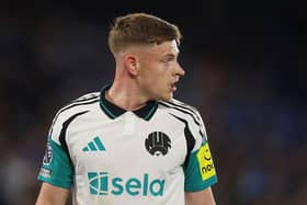 Harvey Barnes in action Newcastle United against Leicester City. 
