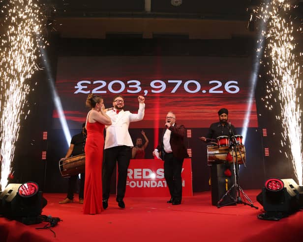 Red Sky Foundation founder Sergio Petrucci celebrates raising over £200,000.