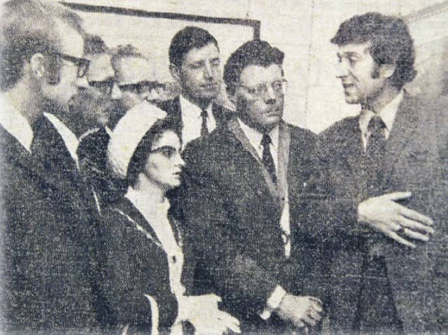 Dignitaries are shown work in the Bede Gallery in a photo from 1970.