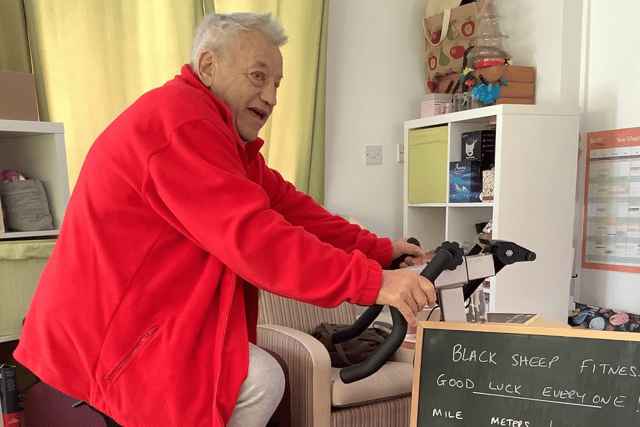 Garden Hill Care Home resident Alfie, 84, has been taking part in the virtual cycling challenge.
