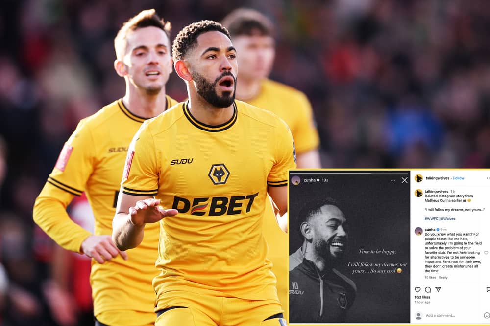Matheus Cunha has had a spat a Wolves fan account on social media.