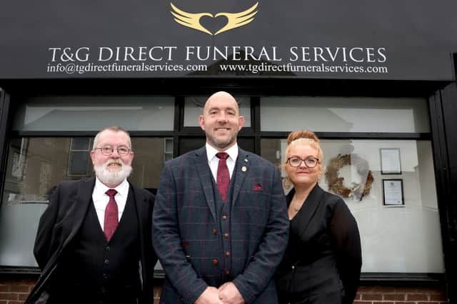 Trevor Shingler (centre) with colleagues at T&G Direct Funeral Services.
