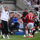 Jason Tindall, assistant coach of Newcastle United reacts on the touchline during the Premier League match between Newcastle United FC and Manchester United FC at St James' Park on April 13, 2025 in Newcastle upon Tyne, England. (Photo by Stu Forster/Getty Images)