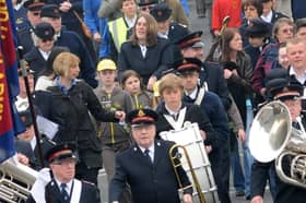 There was a huge turnout for the parade in 2011 and here are some of the people marching in front of the Westoe Road Baptist Church banner.